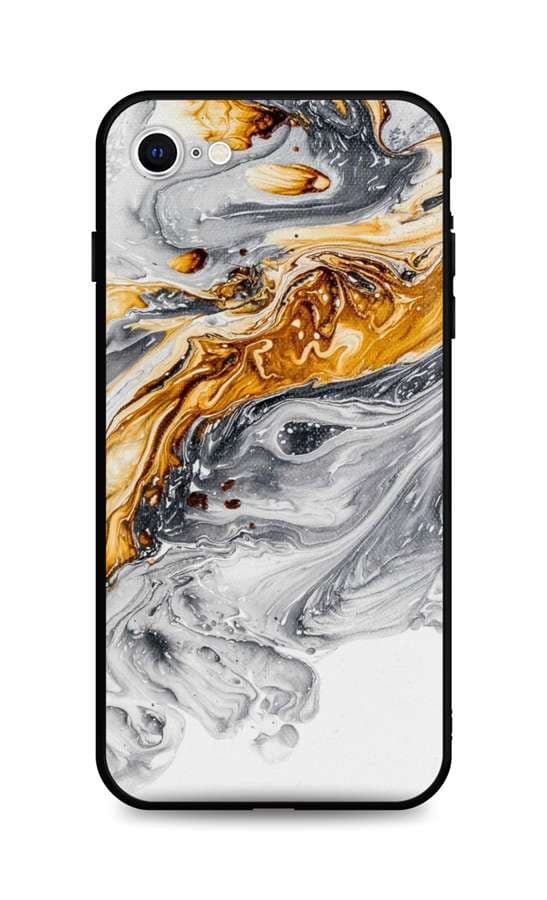 Kryt TopQ LUXURY iPhone SE 2022 pevný Marble šedo-zlatý 74090