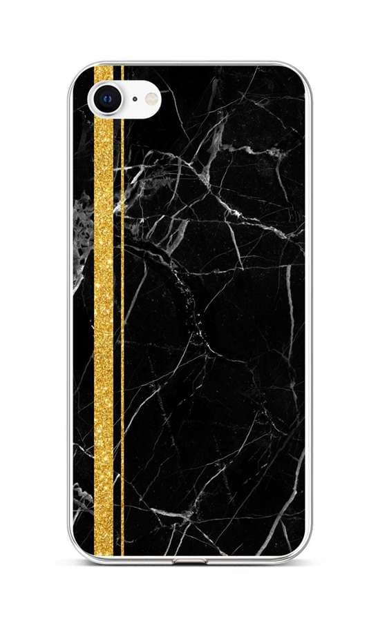 Kryt STYLE TopQ iPhone SE 2022 silikon Mramor černo-zlatý 74149