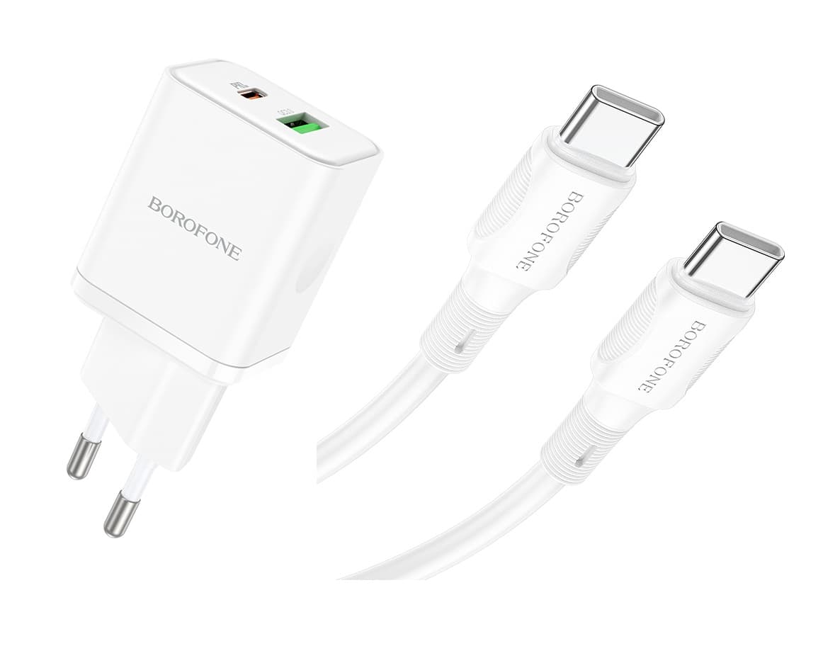Rychlonabíječka Borofone BN7 20W včetně datového kabelu USB-C bílá 84149 - náhled 1