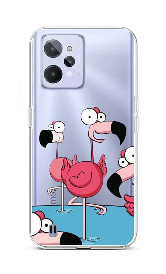 Kryt TopQ Realme C31 silikon Cartoon Flamingos 74360