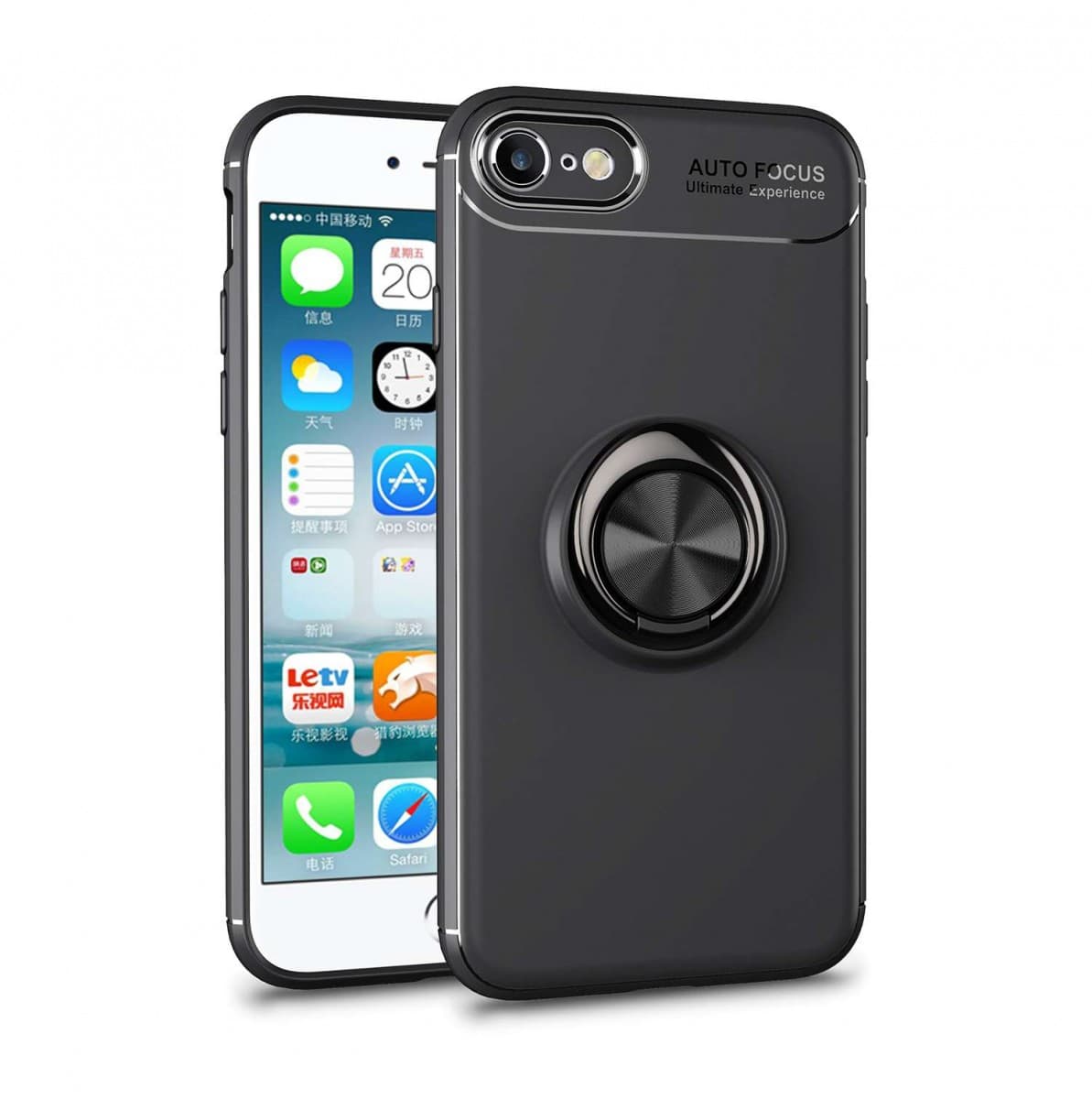 Kryt TopQ iPhone SE 2022 černý s černým prstenem 74631