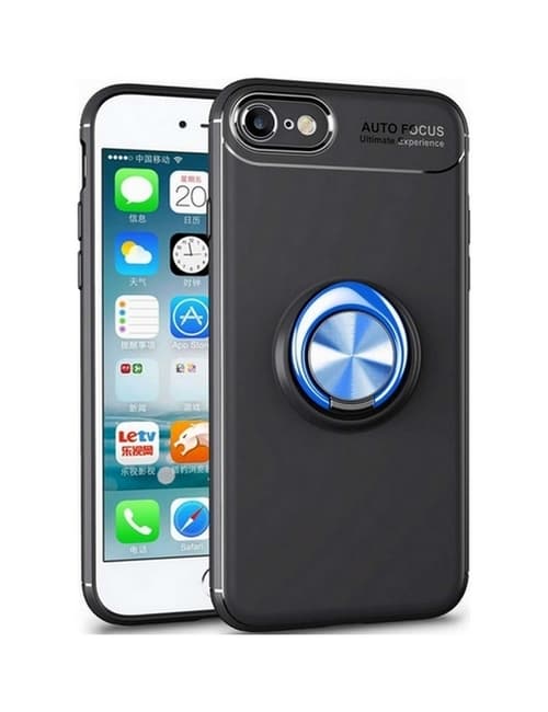 Kryt TopQ iPhone SE 2022 černý s modrým prstenem 74633