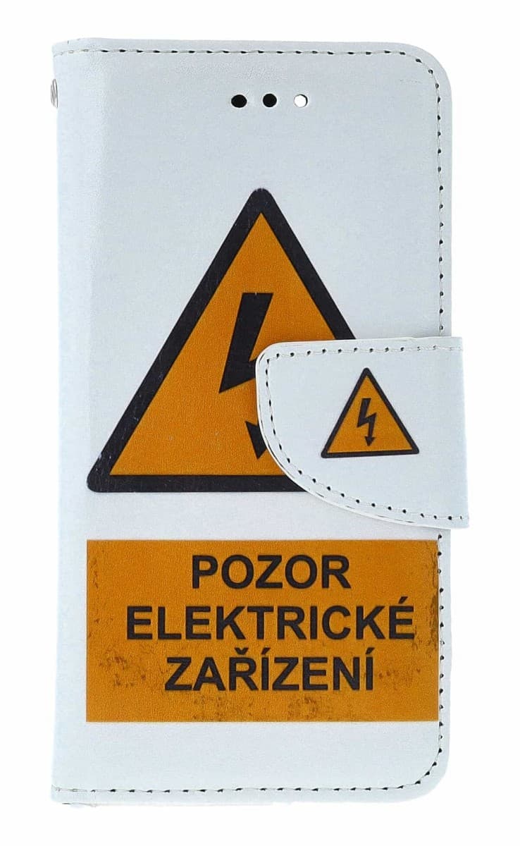 Pouzdro TopQ iPhone SE 2022 knížkové Pozor elektrické zařízení 74697 - náhled 1