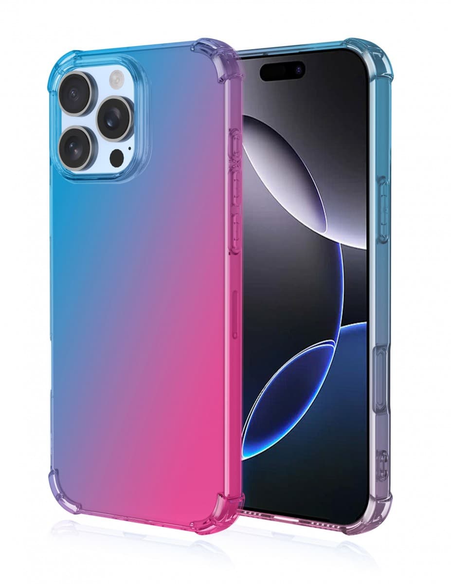 Kryt TopQ iPhone 16 Pro Shock duhový modro-růžový 124879
