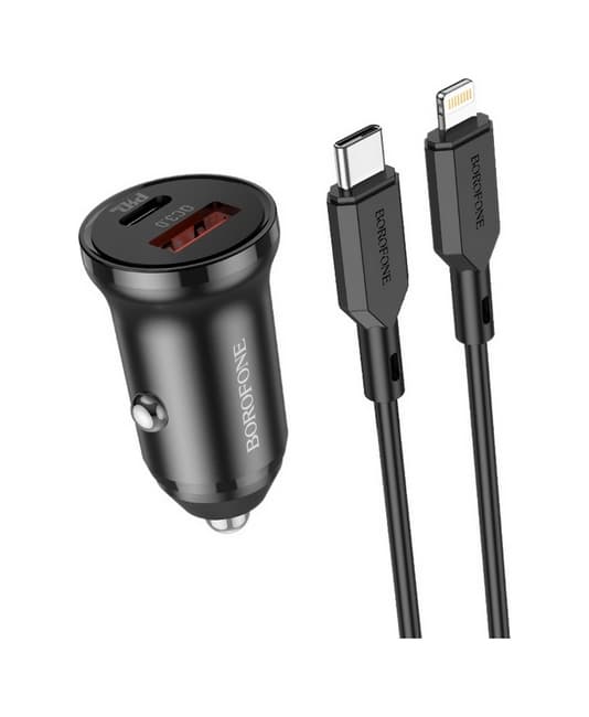 Rychlonabíječka do auta Borofone BZ18A 20W pro iPhone včetně datového kabelu Dual černá 84966 - náhled 1