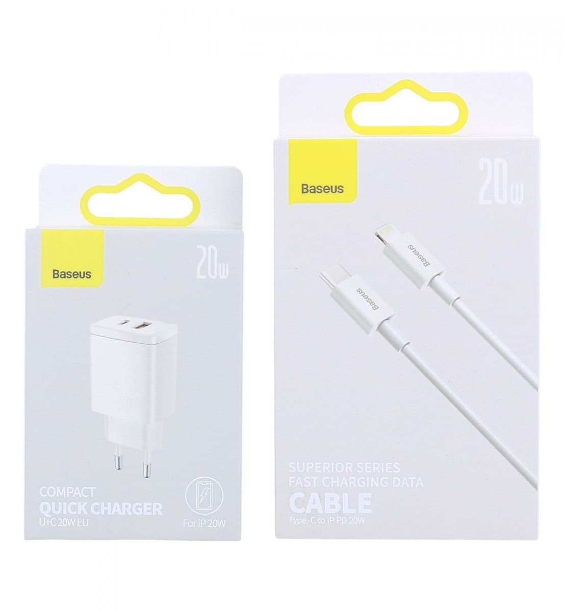 Rychlonabíječka Baseus Compact 20W pro iPhony včetně datového kabelu bílá 85169 - náhled 1