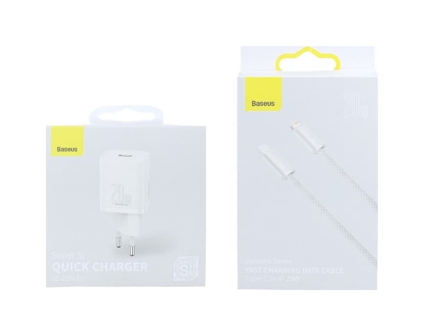 Rychlonabíječka Baseus Super Si 20W pro iPhony včetně datového kabelu Dynamic bílá 75200 - náhled 1