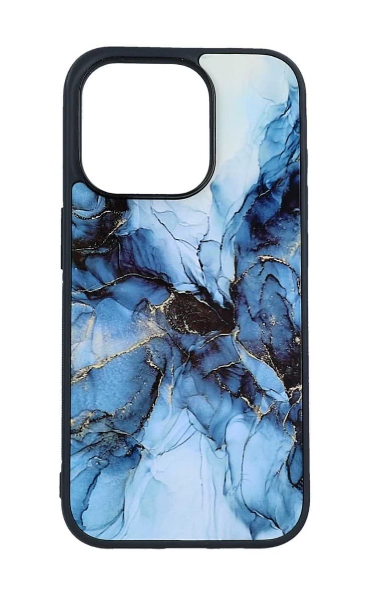 Kryt TopQ Marble iPhone 15 Pro pevný Smoky Blue 105206