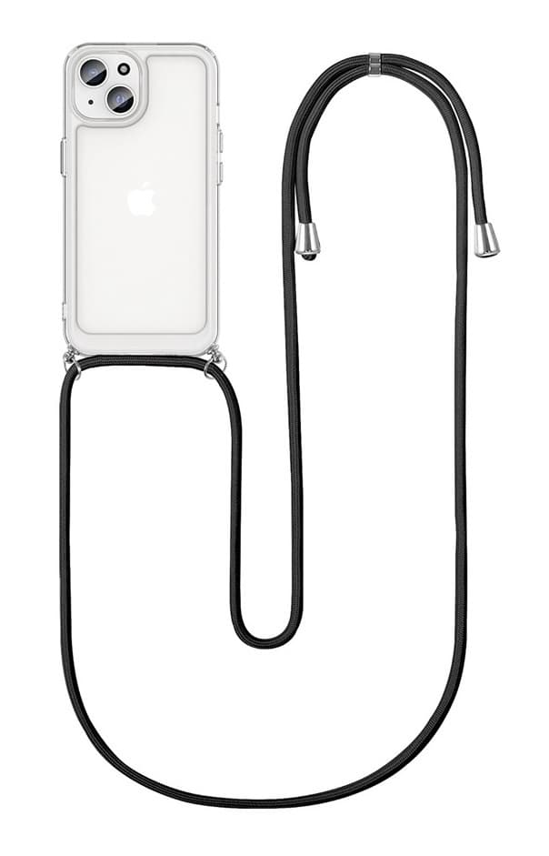 Kryt TopQ iPhone 12 silikon s černou šňůrkou průhledný 55206
