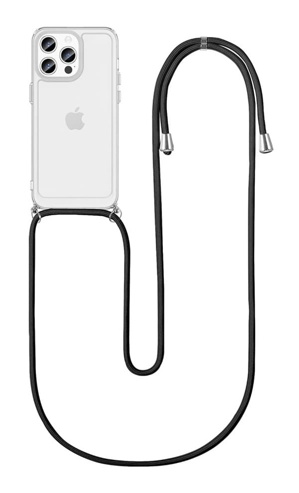 Kryt TopQ iPhone 15 Pro Max s černou šňůrkou průhledný 105213