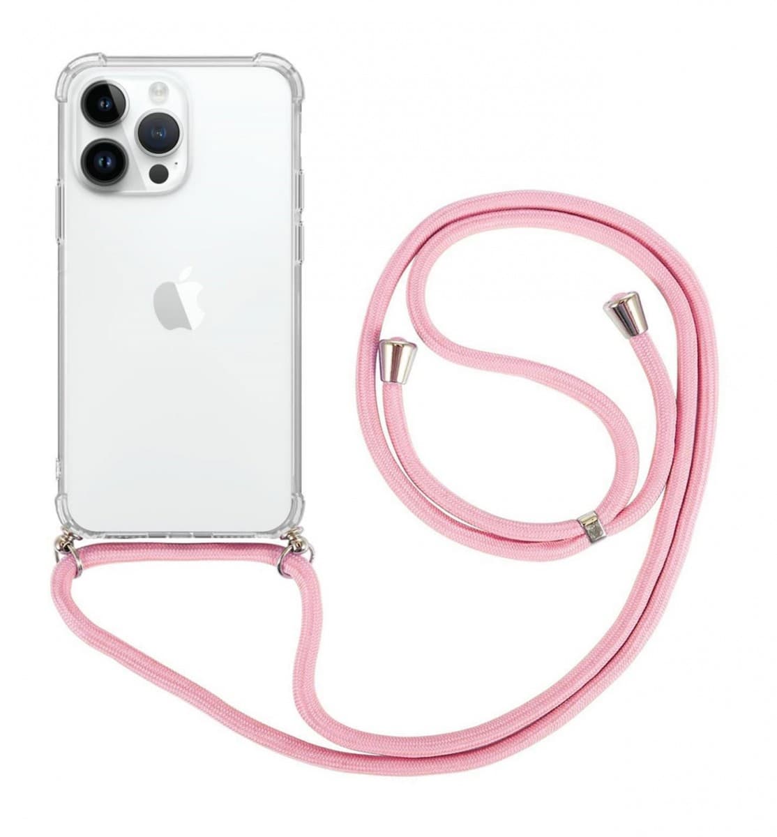 Kryt TopQ iPhone 15 Pro Max s růžovou šňůrkou průhledný 105214