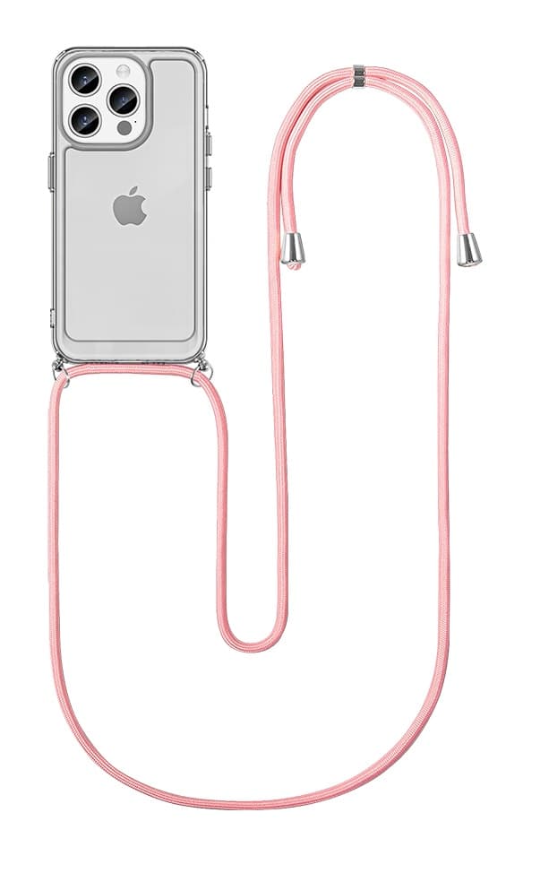 Kryt TopQ iPhone 15 Pro s růžovou šňůrkou průhledný 105215
