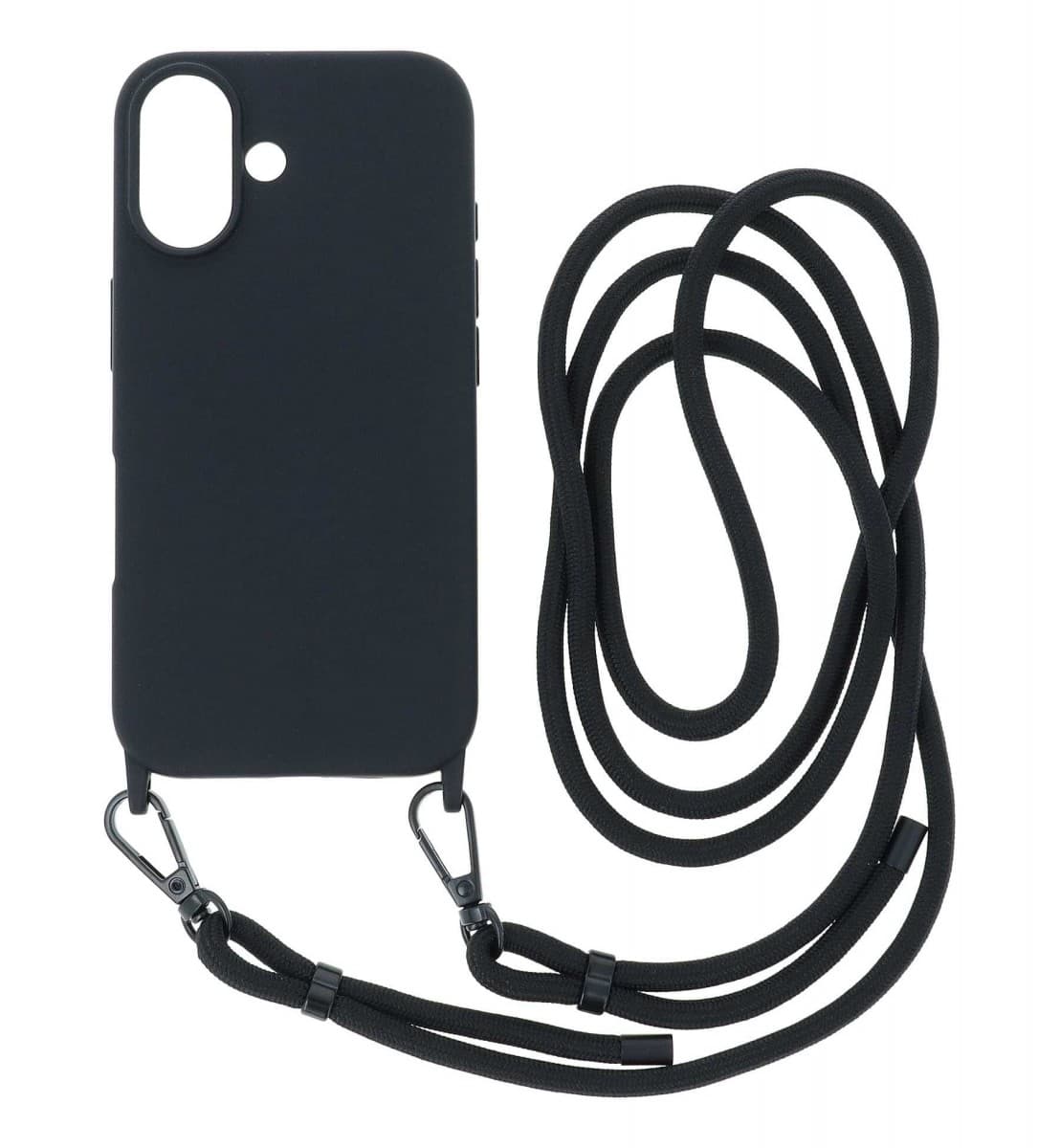 Kryt TopQ iPhone 16 černý se šňůrkou 125423