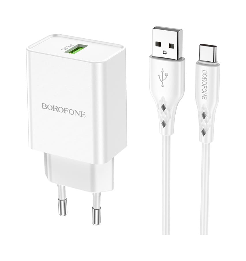 Rychlonabíječka Borofone BN5 Sunlight včetně USB-C datového kabelu bílá 18W 75542 - náhled 1