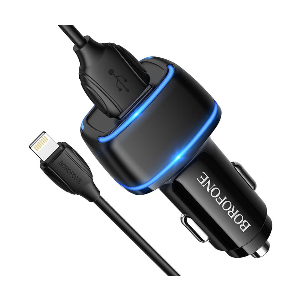 Nabíječka do auta Borofone BZ14 12W pro iPhone včetně datového kabelu Dual černá 75582 - náhled 1