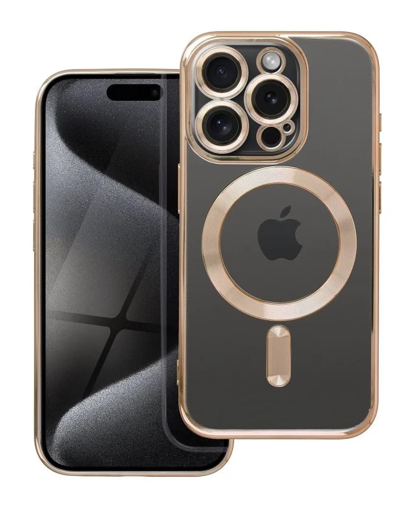 Kryt TopQ Electro iPhone 15 Pro MagSafe se zlatým rámečkem 115599