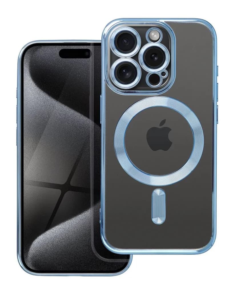 Kryt TopQ Electro iPhone 15 Pro MagSafe s modrým rámečkem 115601
