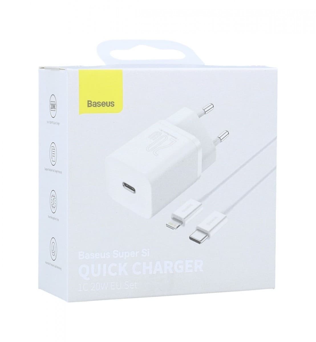 Rychlonabíječka Baseus Super Si 20W pro iPhony včetně datového kabelu bílá 65895 - náhled 1