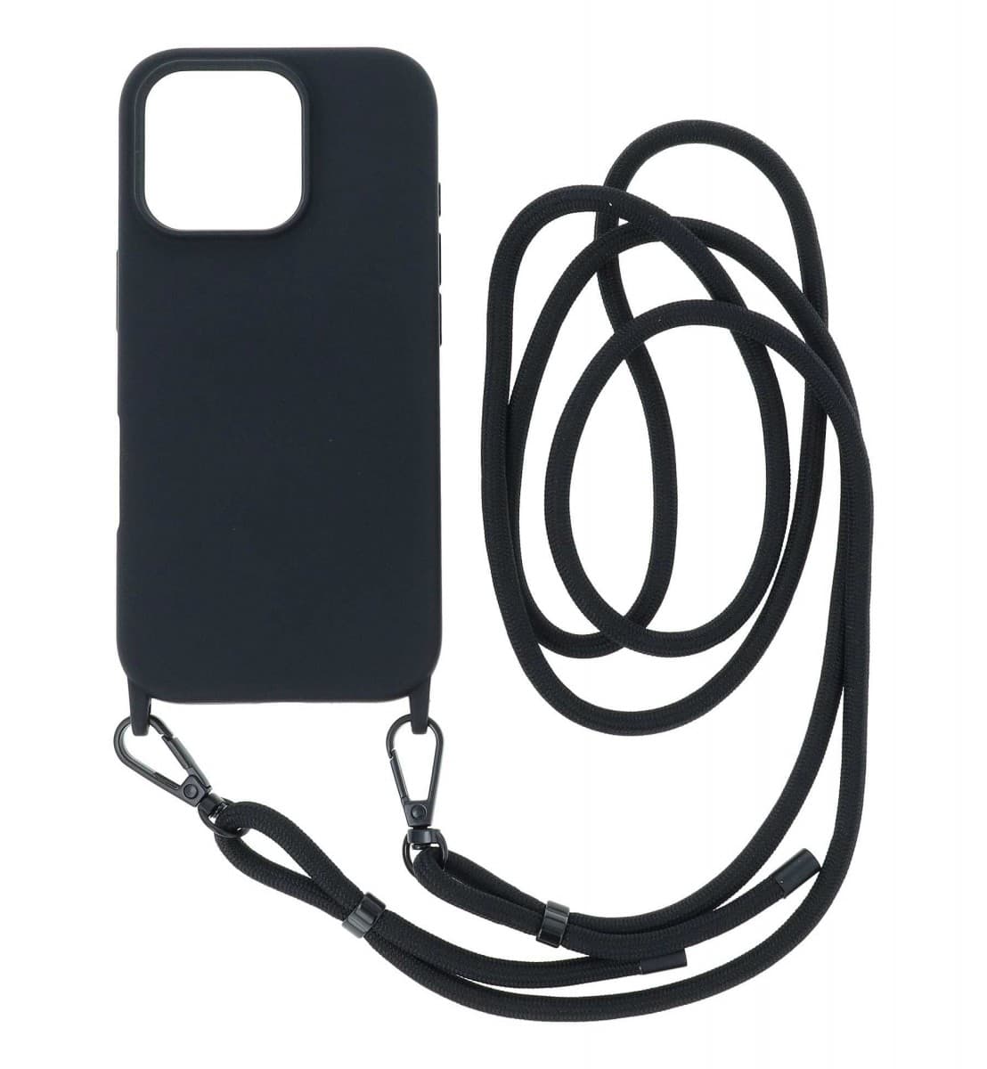 Kryt TopQ iPhone 16 Pro černý se šňůrkou 125979