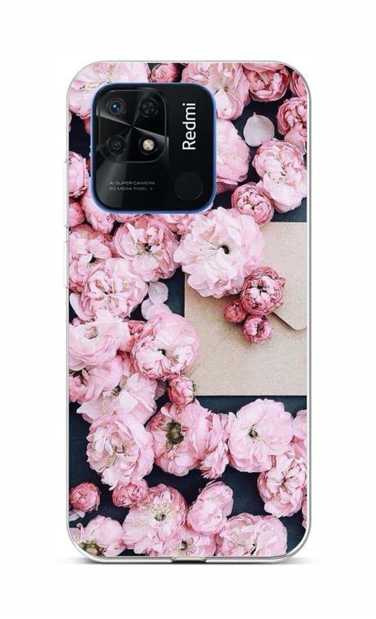 Kryt TopQ Xiaomi Redmi 10C Růžové květy 76055