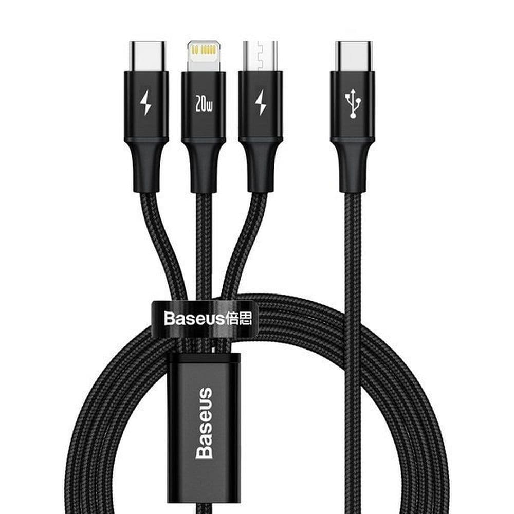 Datový kabel na mobil značky Baseus (CAMLT-SC01) 1,5m 3v1 černý 126221 - náhled 1