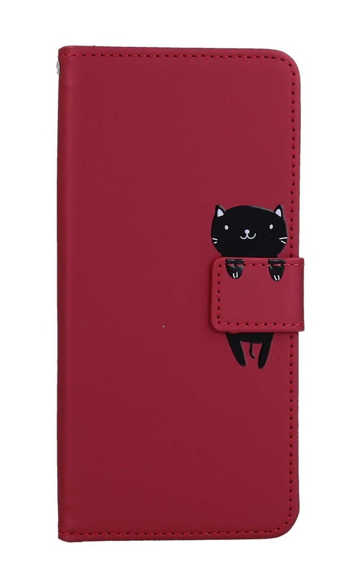 Pouzdro TopQ Xiaomi Redmi 12C knížkové vínové s kočičkou 96243 - náhled 1