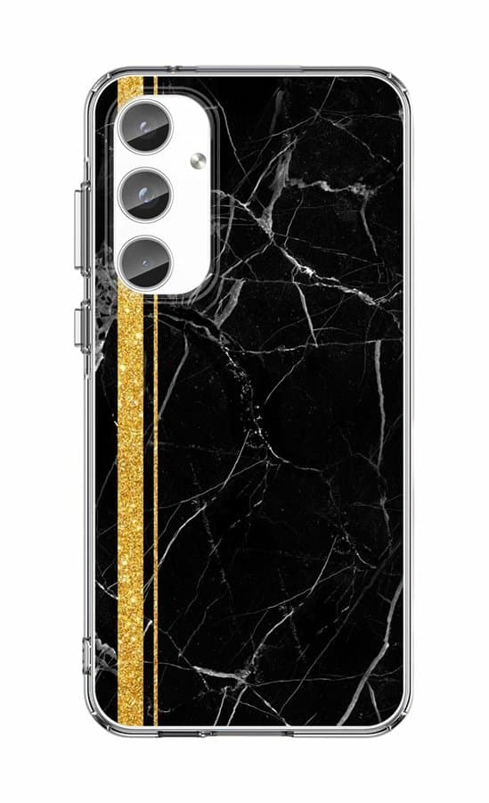 Kryt STYLE TopQ Samsung A55 pevný Mramor černo-zlatý 126246