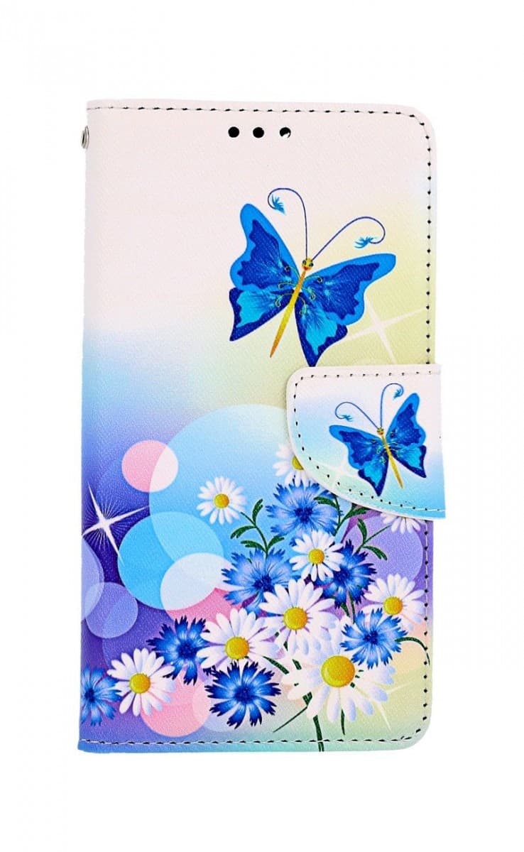 Pouzdro TopQ iPhone 13 knížkové Bílé s motýlkem 66322 - náhled 1