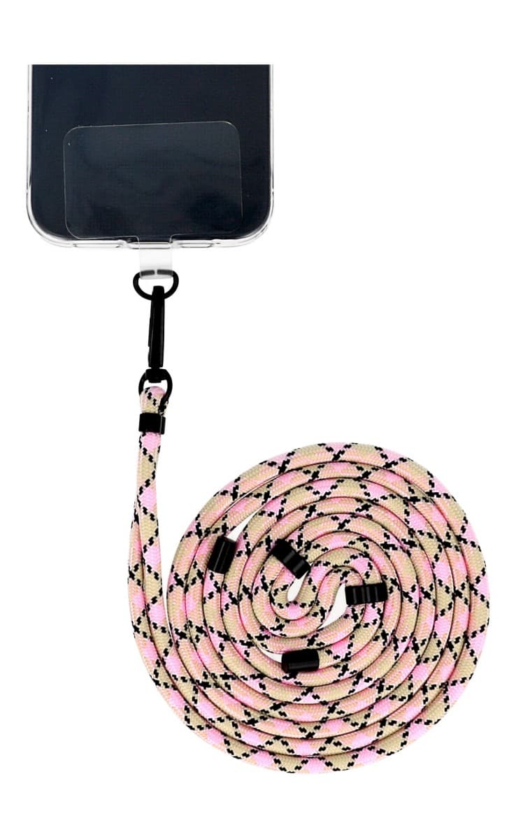 Šňůrka TopQ Pattern na mobil béžovo-růžová 6 mm 126336