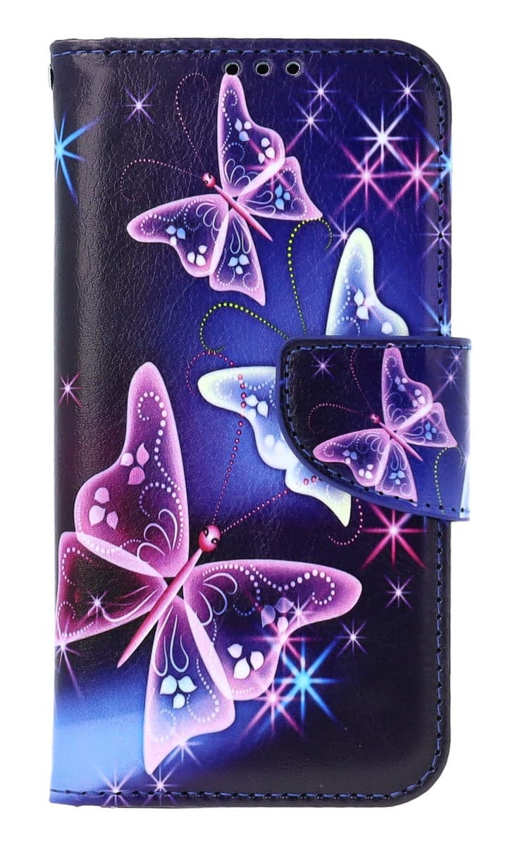 Pouzdro TopQ iPhone 13 knížkové Modré s motýlky 66338 - náhled 1