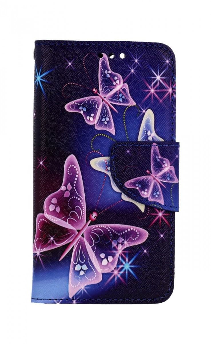 Pouzdro TopQ iPhone 13 mini knížkové Modré s motýlky 66415 - náhled 1