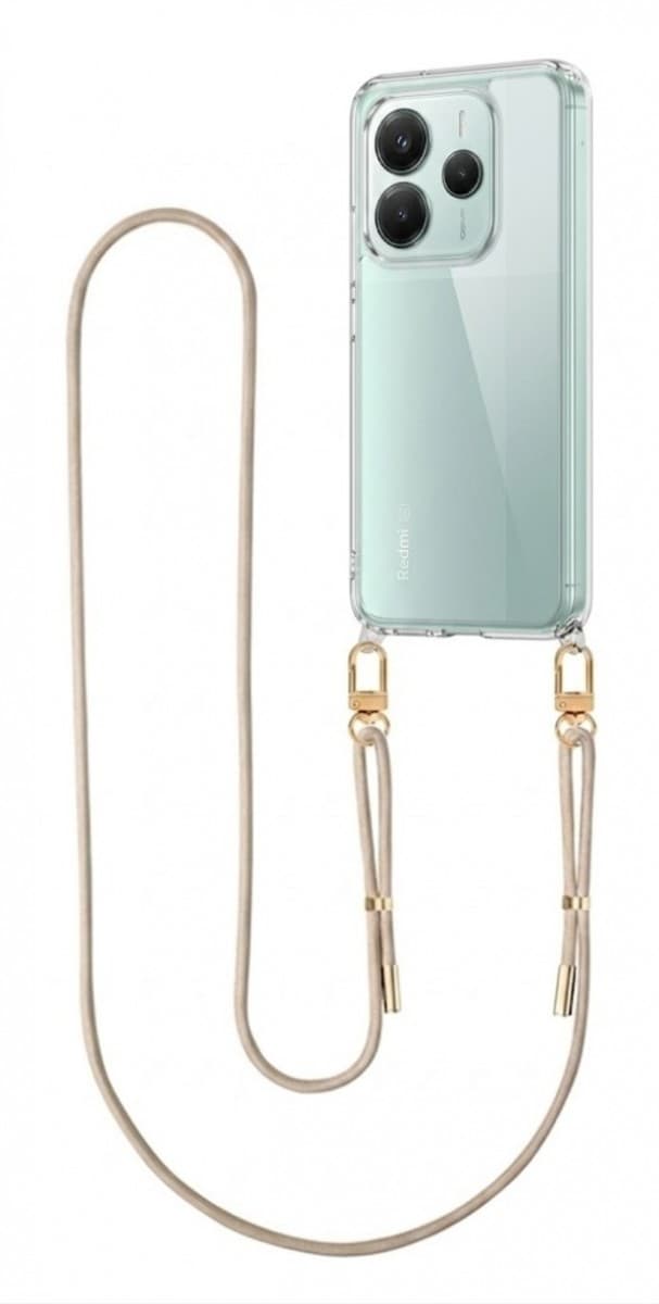 Kryt TopQ Esthetique Xiaomi Redmi Note 14 5G s béžovou šňůrkou průhledný 176477