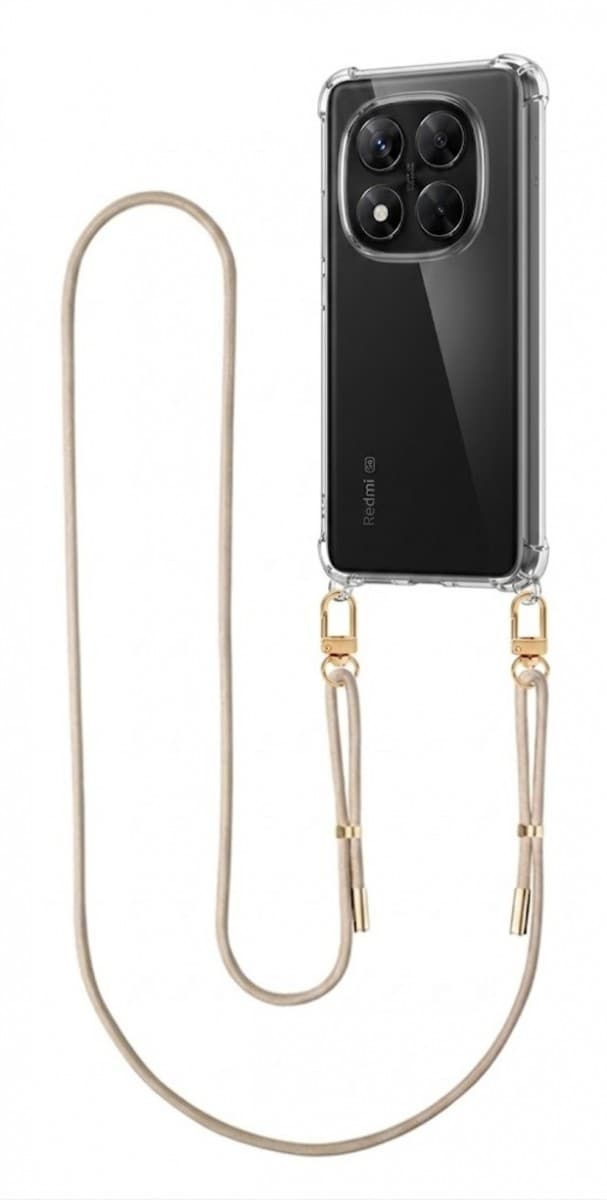 Kryt TopQ Esthetique Xiaomi Redmi Note 14 Pro 5G s béžovou šňůrkou průhledný 176479