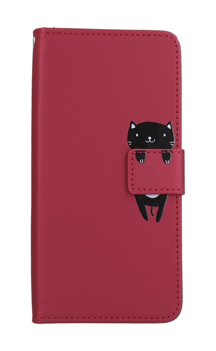 Pouzdro TopQ Xiaomi Redmi Note 12 Pro+ 5G knížkové vínové s kočičkou 96542 - náhled 1