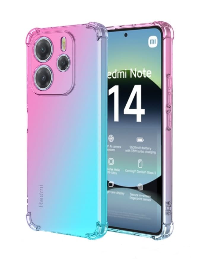 Kryt TopQ Xiaomi Redmi Note 14 Shock duhový mentolovo-růžový 136552