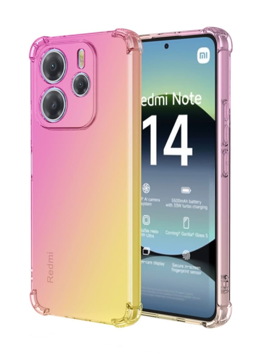 Kryt TopQ Xiaomi Redmi Note 14 Shock duhový růžovo-žlutý 136554