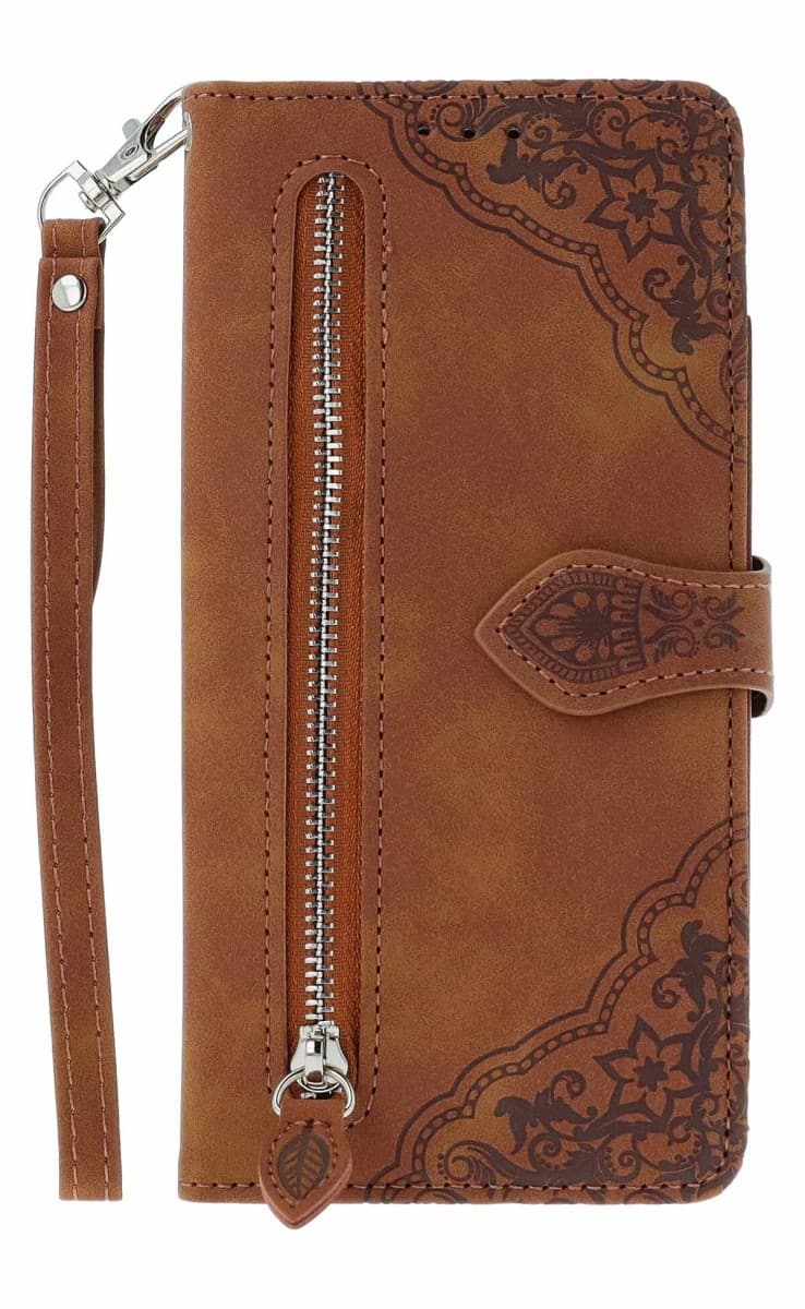 Pouzdro TopQ Xiaomi Redmi Note 14 knížkové se zipem hnědé 136582 - náhled 1