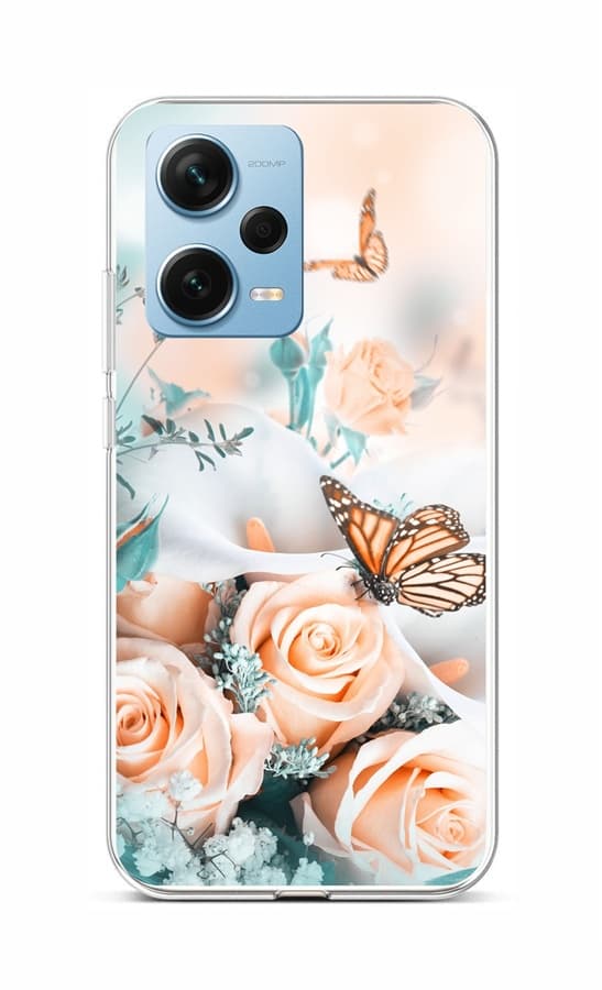 Kryt TopQ Xiaomi Redmi Note 12 Pro+ 5G Růže s motýlem 96598