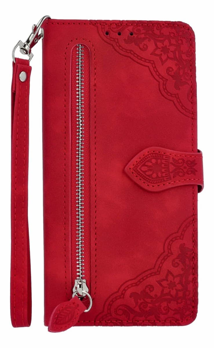 Pouzdro TopQ Xiaomi Redmi Note 14 5G knížkové se zipem červené 136680 - náhled 1