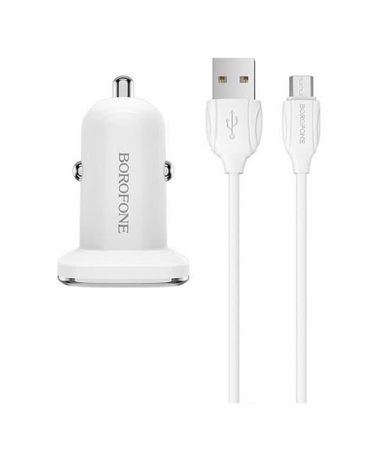 Nabíječka do auta Borofone BZ12 micro USB 2.4A Dual bílá 76689 - náhled 1