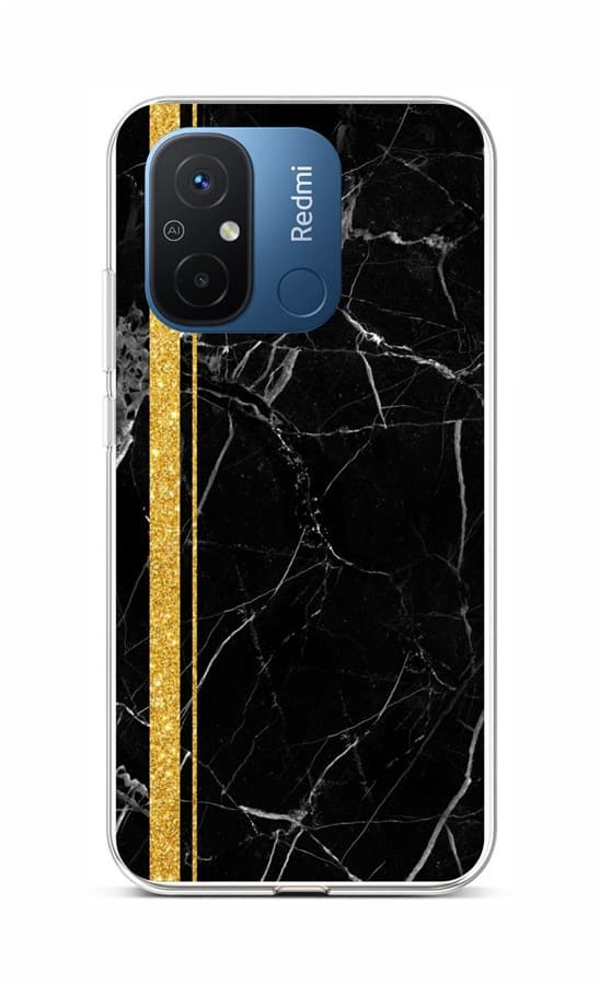 Kryt TopQ STYLE Xiaomi Redmi 12C Mramor černo-zlatý 106709