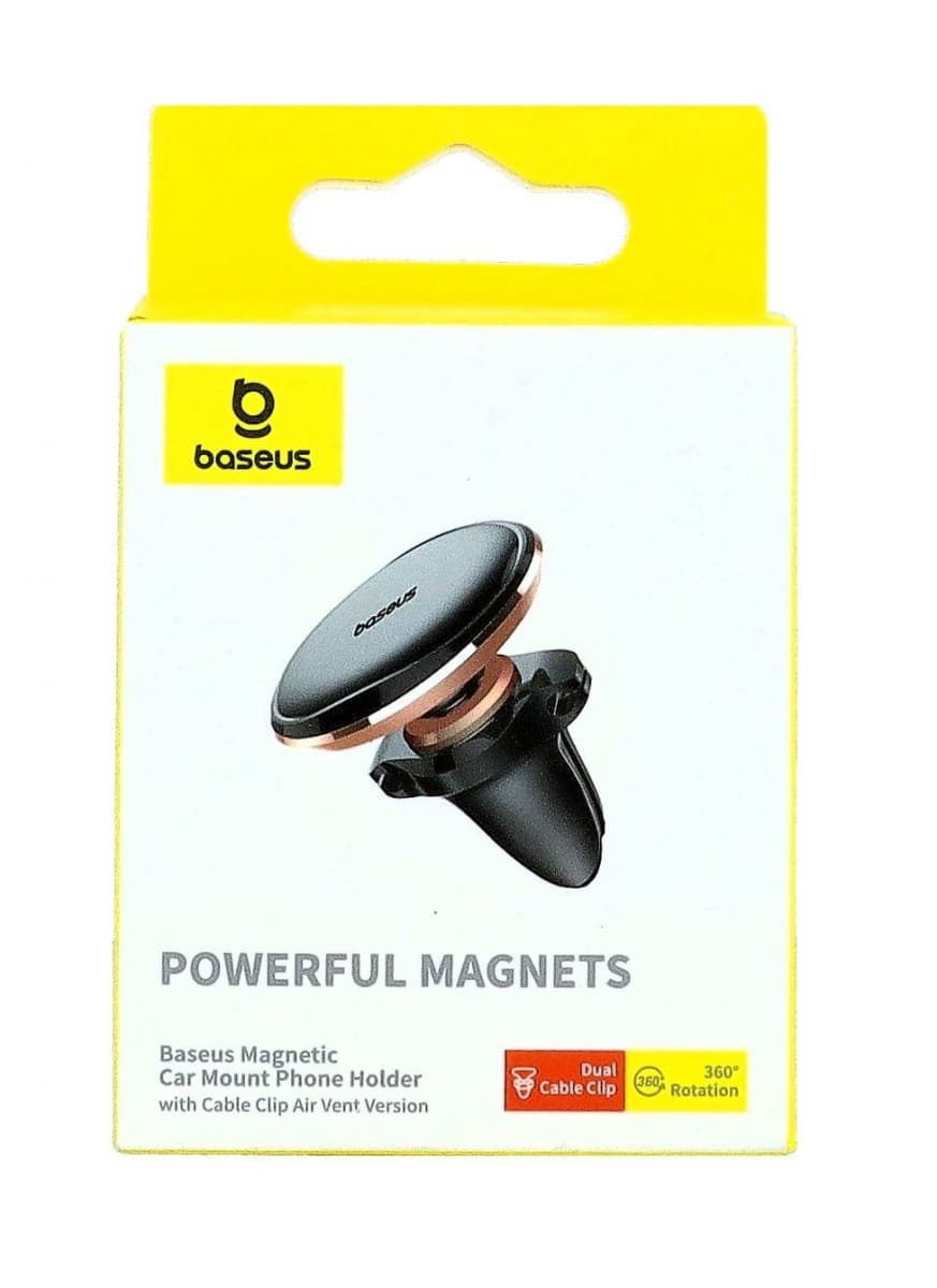 Magnetický držák na větrací mřížku Baseus univerzální černo-růžový 360° 126787