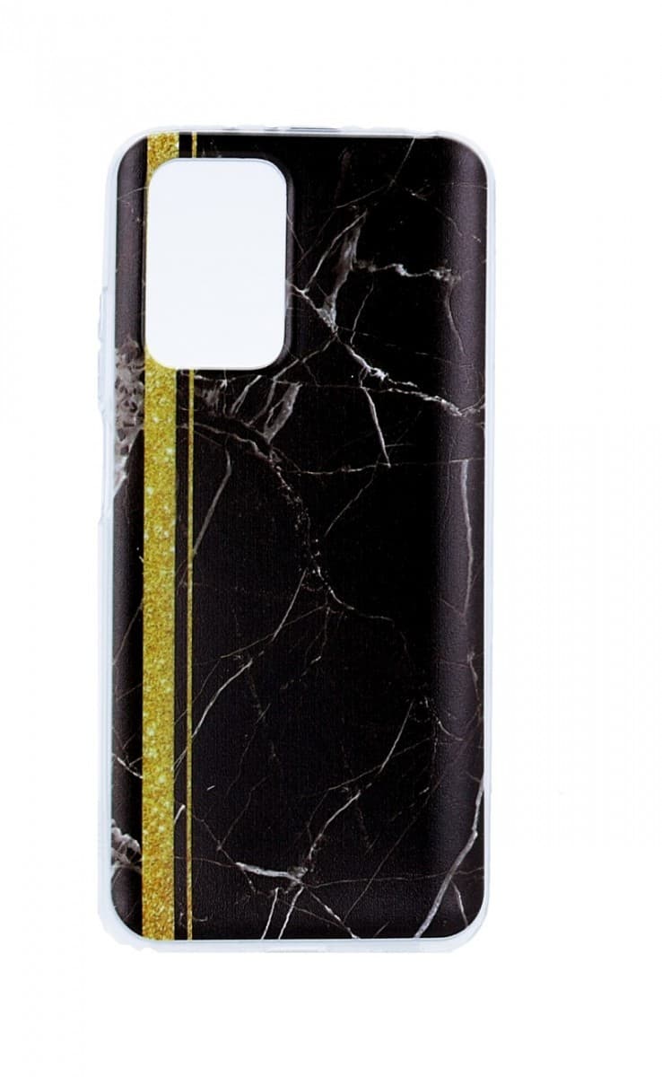 Kryt STYLE TopQ Xiaomi Redmi 10 Mramor černo-zlatý 86811