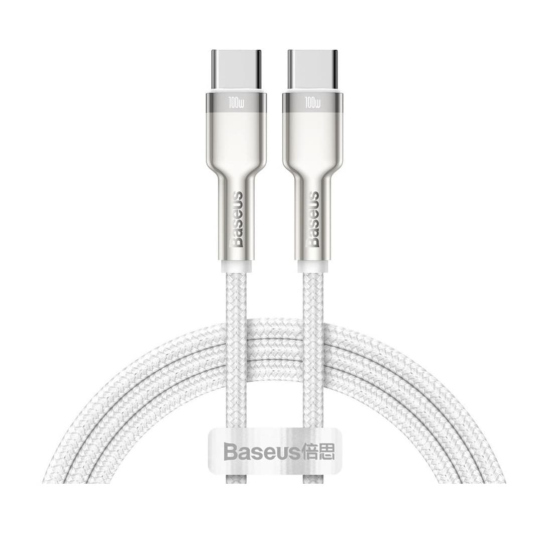 Datový kabel Baseus Cafule Metal - typ C na typ C - PD 100W 5A 1m (CATJK-C02) bílo-stříbrný 136986