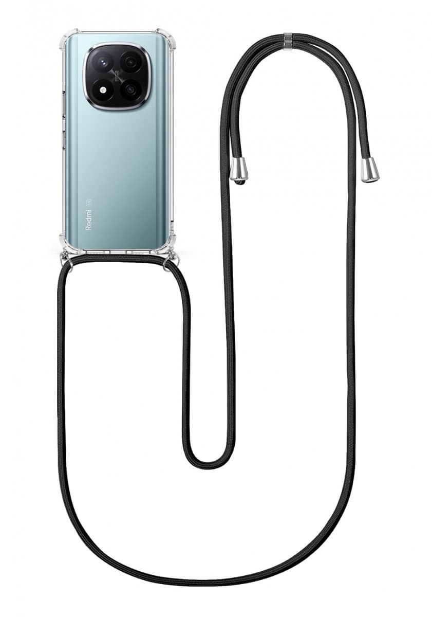 Kryt TopQ Xiaomi Redmi Note 14 Pro+ 5G s černou šňůrkou průhledný 137020
