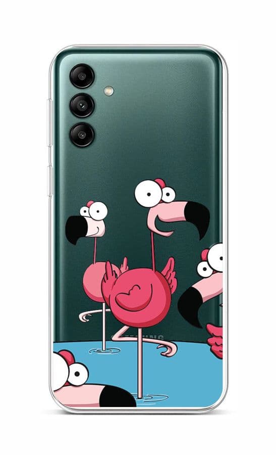 Kryt TopQ Samsung A04s Cartoon Flamingos 87069