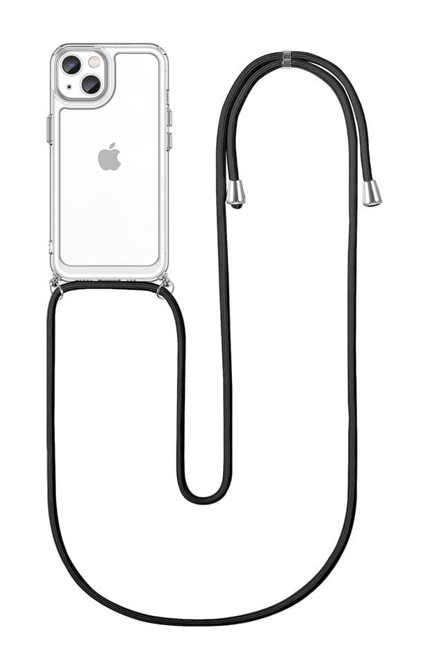 Kryt TopQ iPhone 13 silikon s černou šňůrkou průhledný 67292
