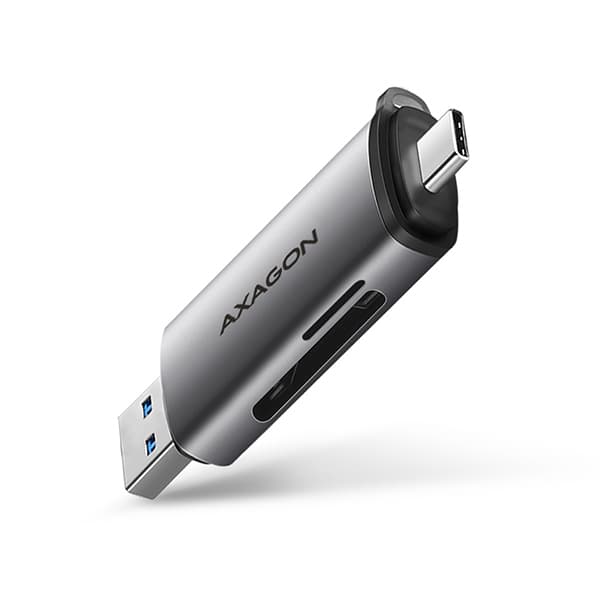 Čtečka paměťových karet AXAGON CRE-SAC USB-C a USB-A šedá 128050