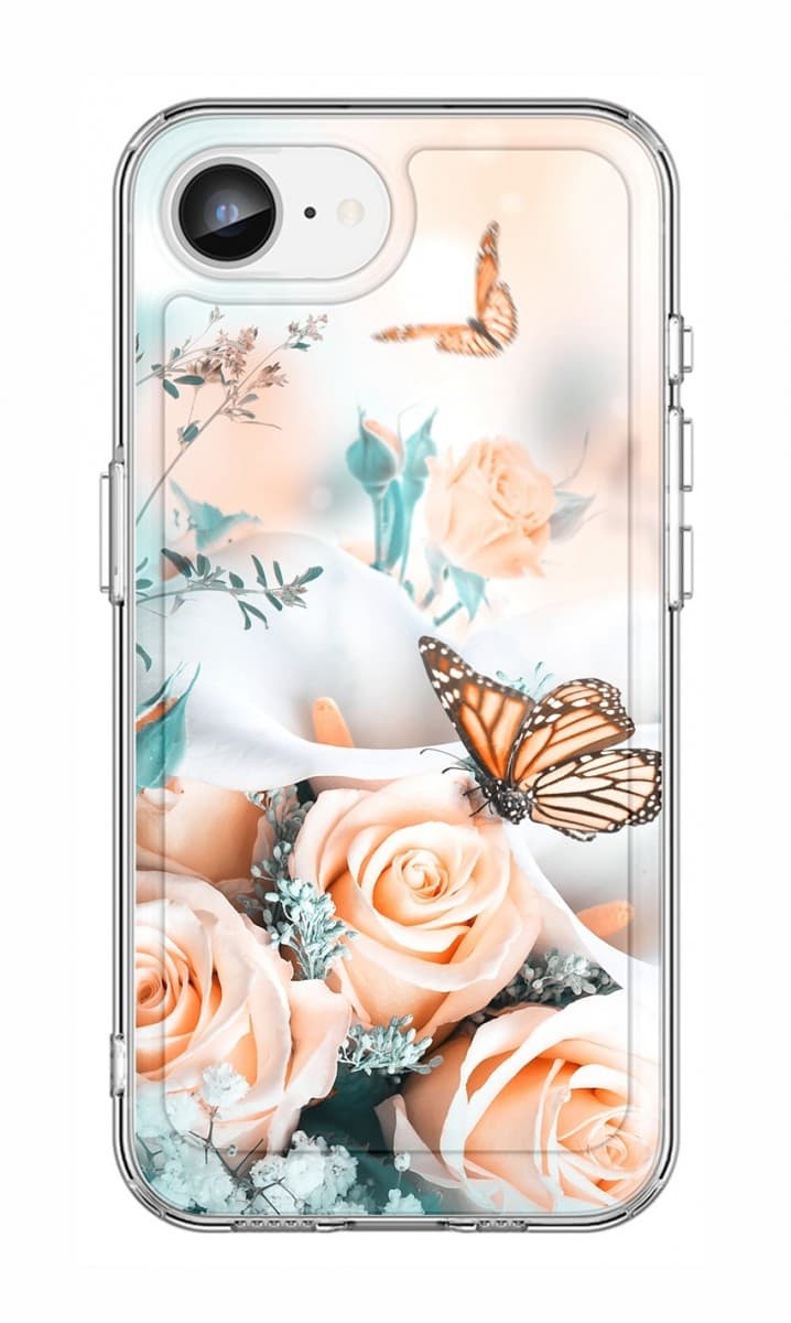 Kryt TopQ Image iPhone 16e pevný Růže s motýlem 138384