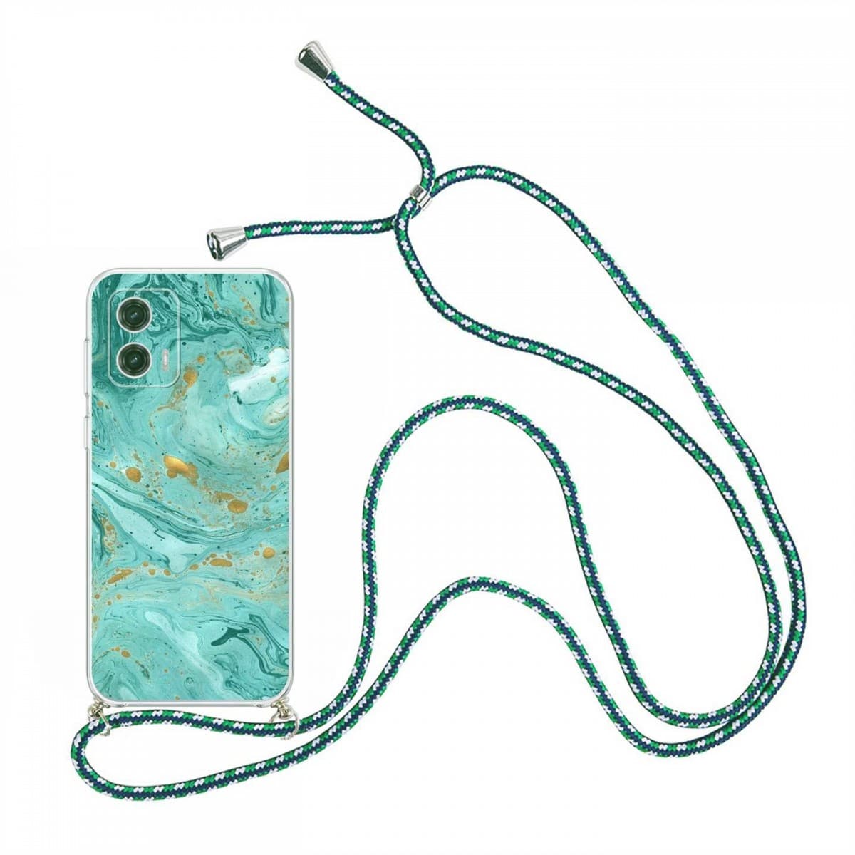 Kryt TopQ Motorola Moto G73 Marble zelený se šňůrkou 98459